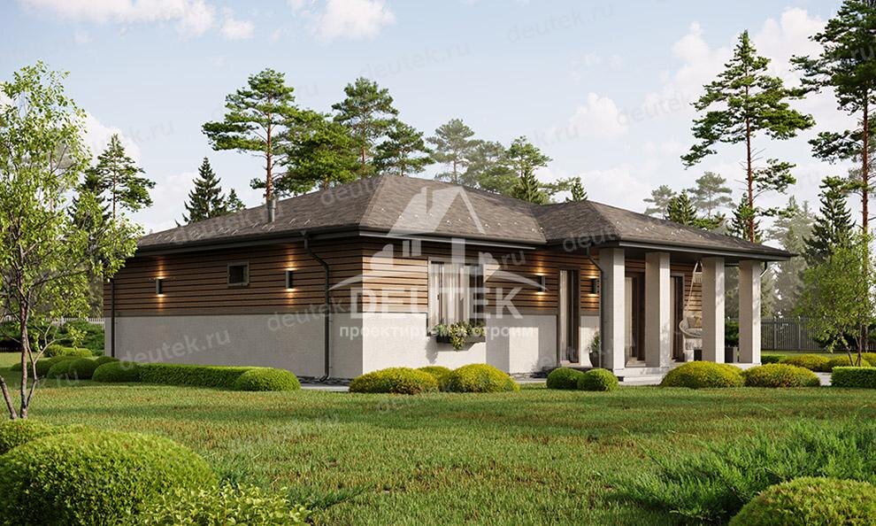 Проект одноэтажного дома 165 м2 с одноместным гаражом и террасой