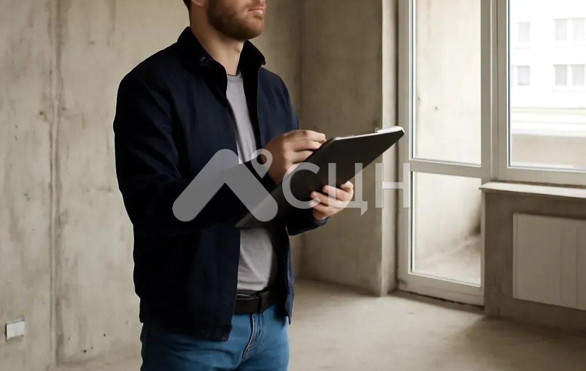 На фото приемка новой квартиры без отделки от застройщика