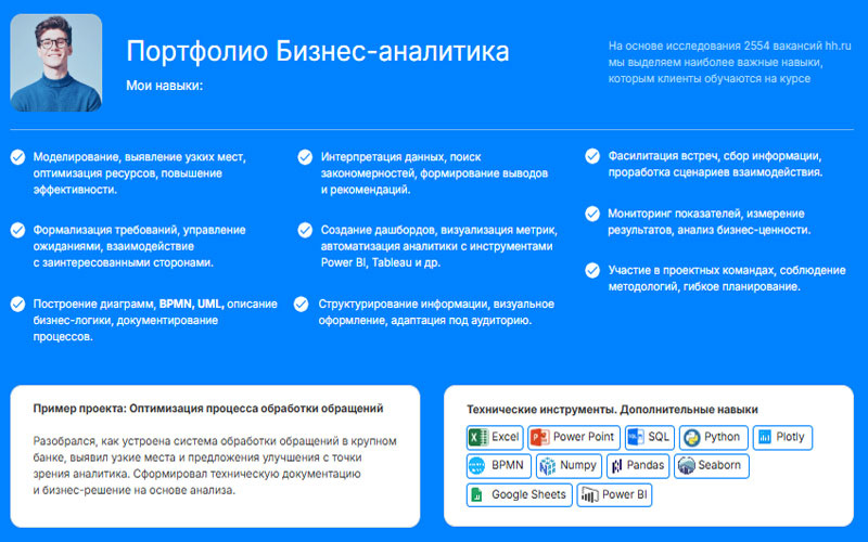 Навыки после курса бизнес аналитики SF education