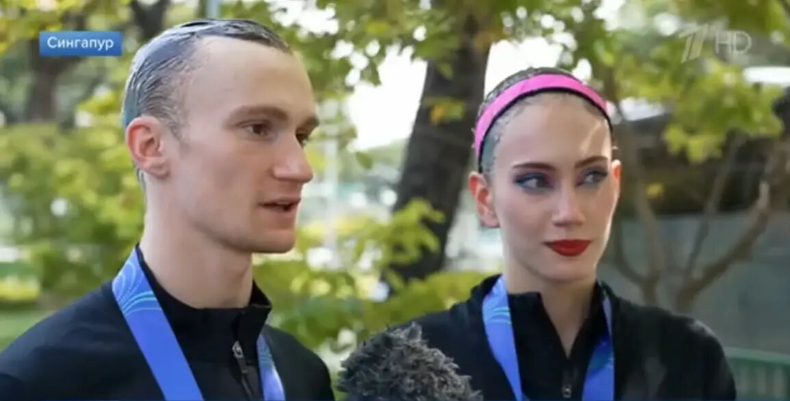    Александр Мальцeв и Олеся Платонова. Фото: скриншот из репортажа Первого канала.