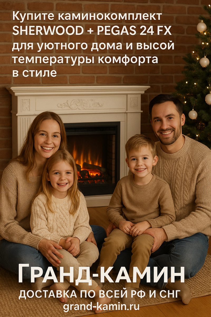    Купить идеальный каминокомплект Sherwood + Pegas 24 FX для уютного дома и высокой температуры комфорта Kamin
