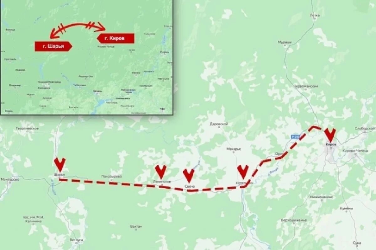   Автобусы будут останавливаться в Котельниче, Свече и посёлке Ленинское.