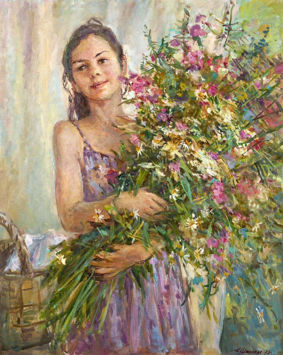Картина "Букет для бабули", Андрей Широков, заслуженный художник России