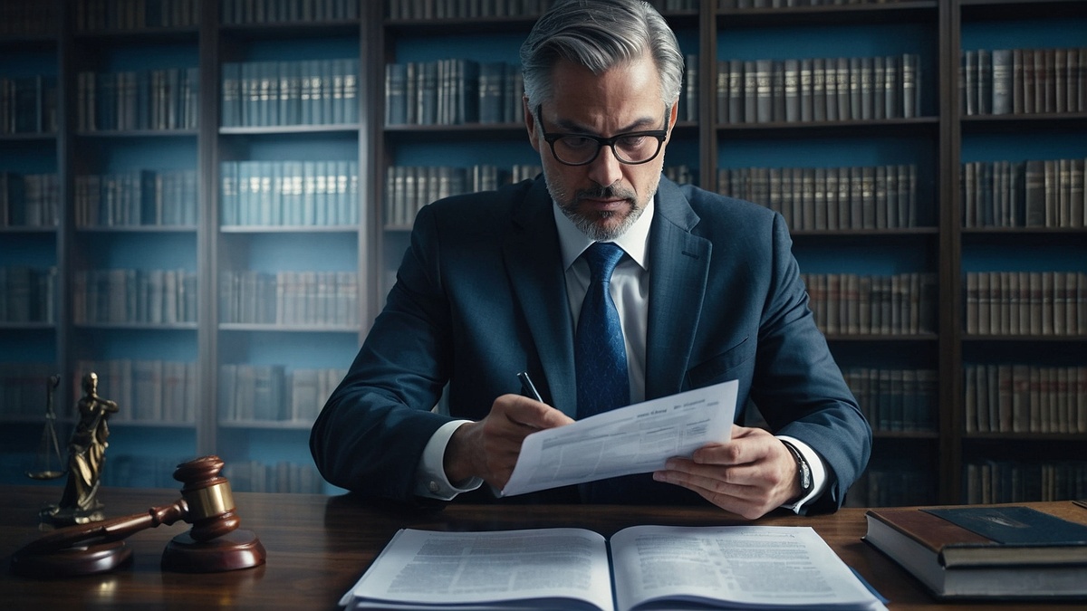 Юрист за рабочим столом в кабинете