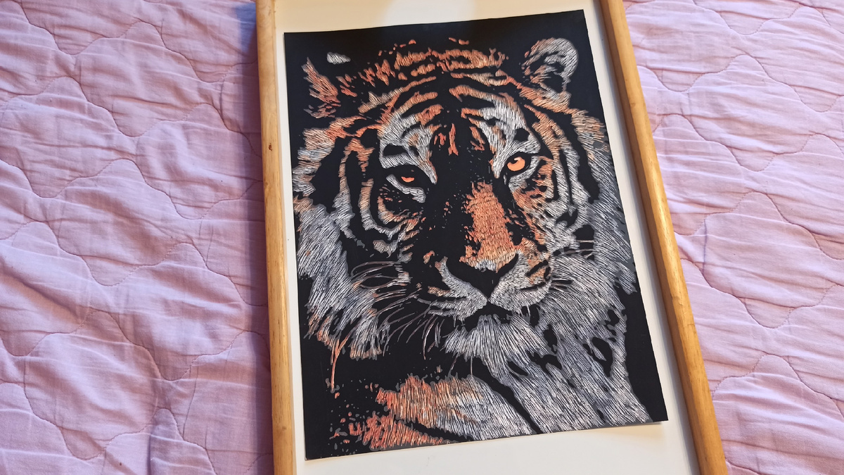 Гравюра тигр, 30х40 см