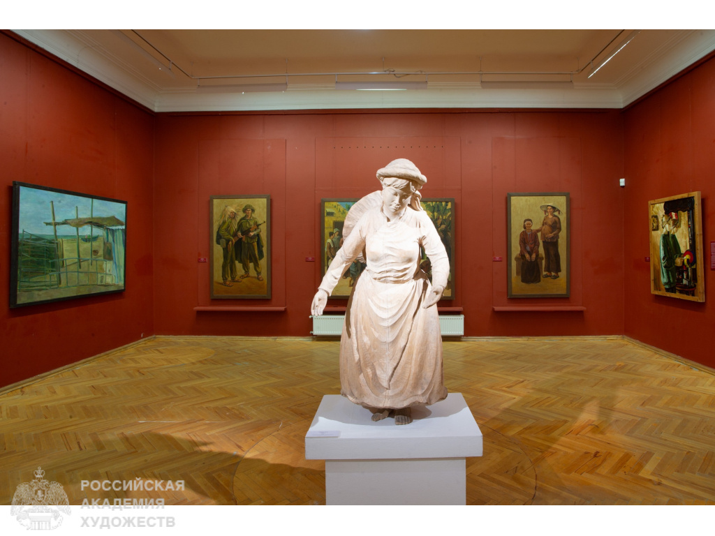 Фрагмент экспозиции «Учитель – ученик: мелодии пути» в МВК РАХ (Москва, Пречистенка, 19). Фото: Виктор Берёзкин, пресс-служба РАХ. 2025.