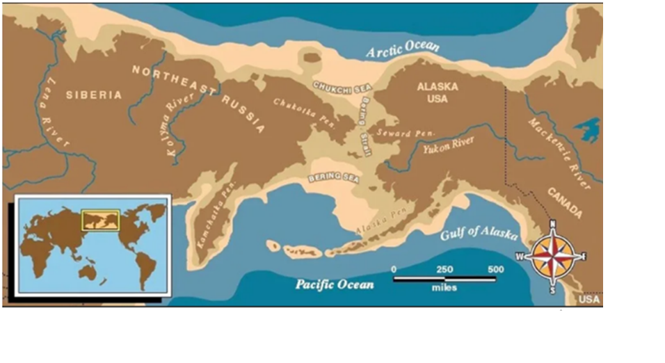 Берингия – перешеек, соединявший два континента: Евразию и Америку