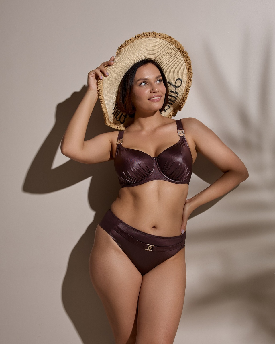 Бюстократия Какао купальные трусы с высокой посадкой