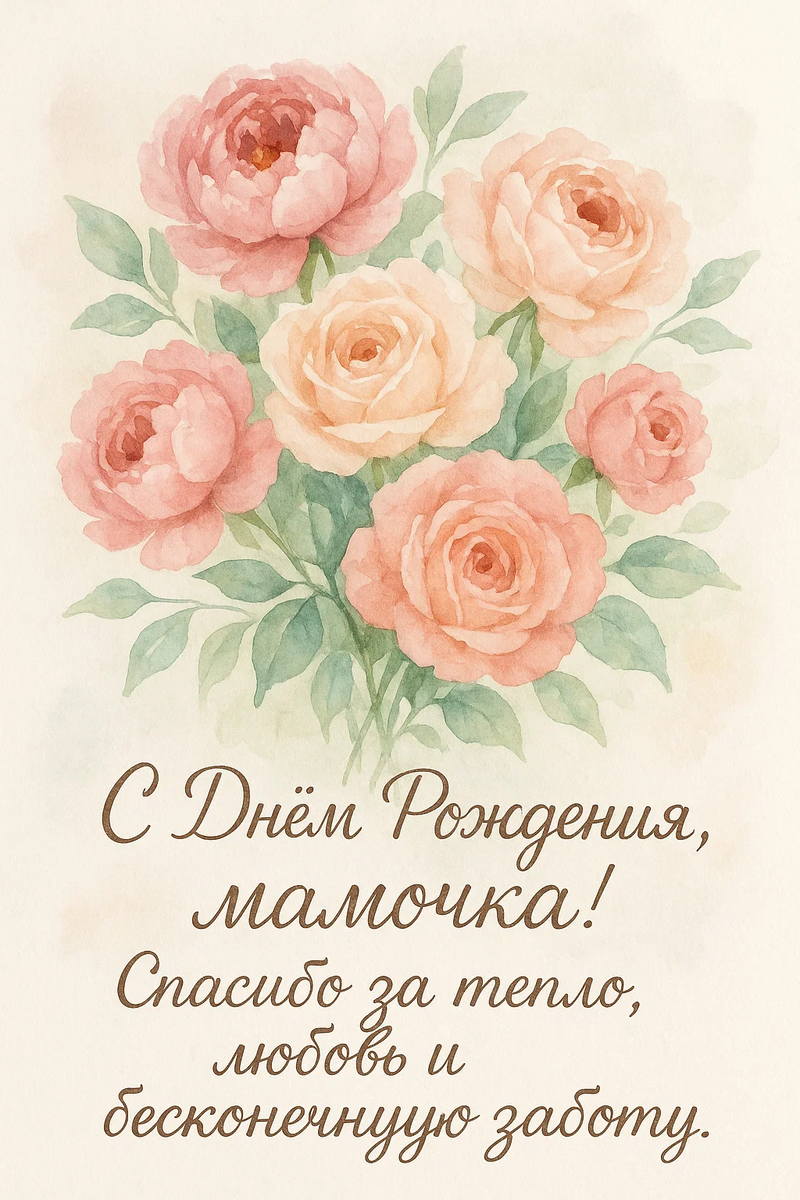 Открытка из серии «С Днём Рождения, Мама!» создана по моей задумке с помощью нейросети.