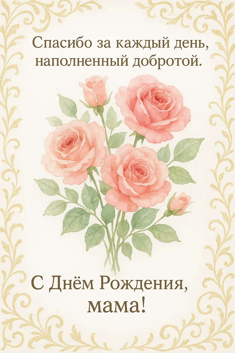 Открытка из серии «С Днём Рождения, Мама!» создана по моей задумке с помощью нейросети.