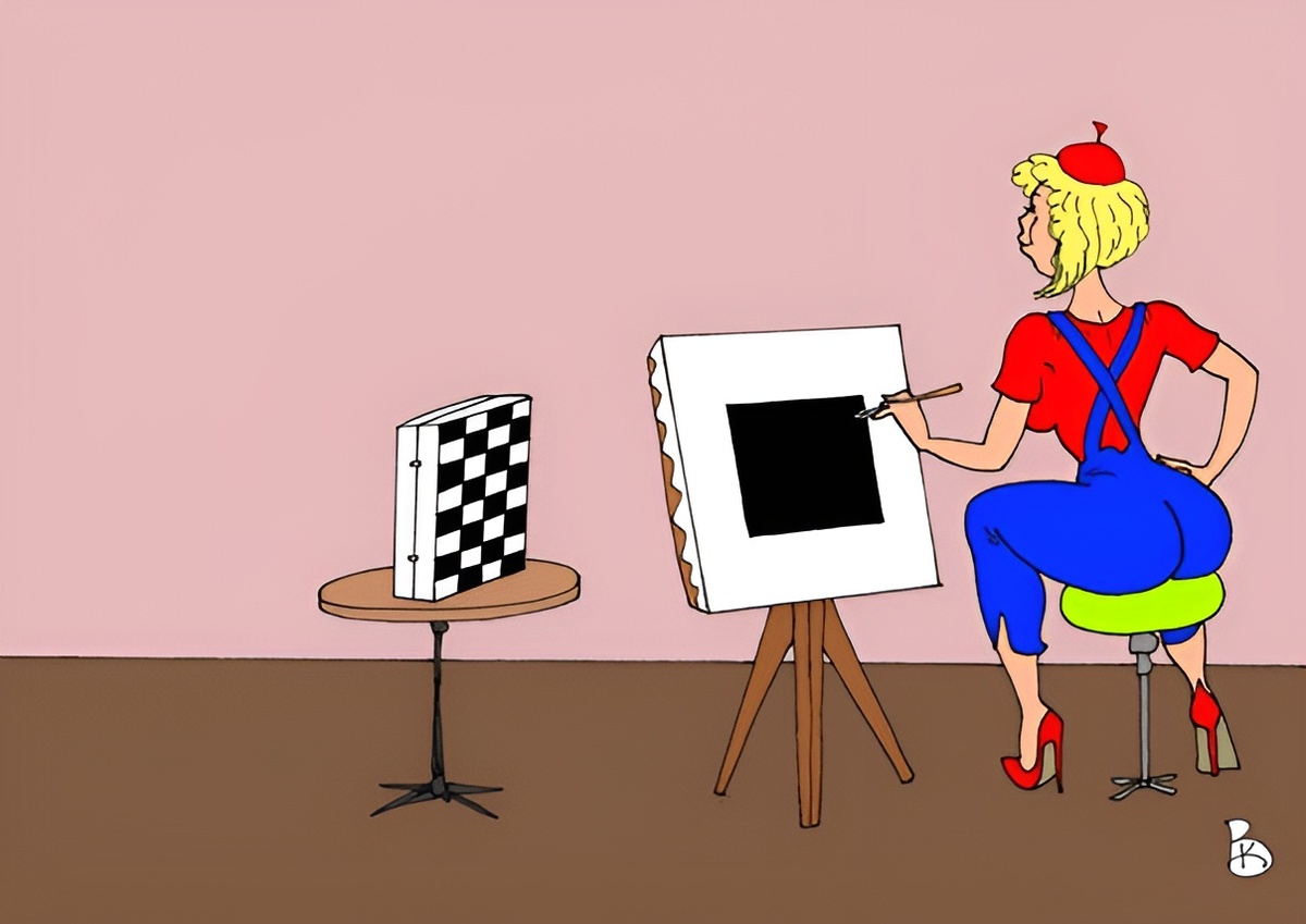 Художник: Валерий Каненков. Карикатура: "Чёрный квадрат".