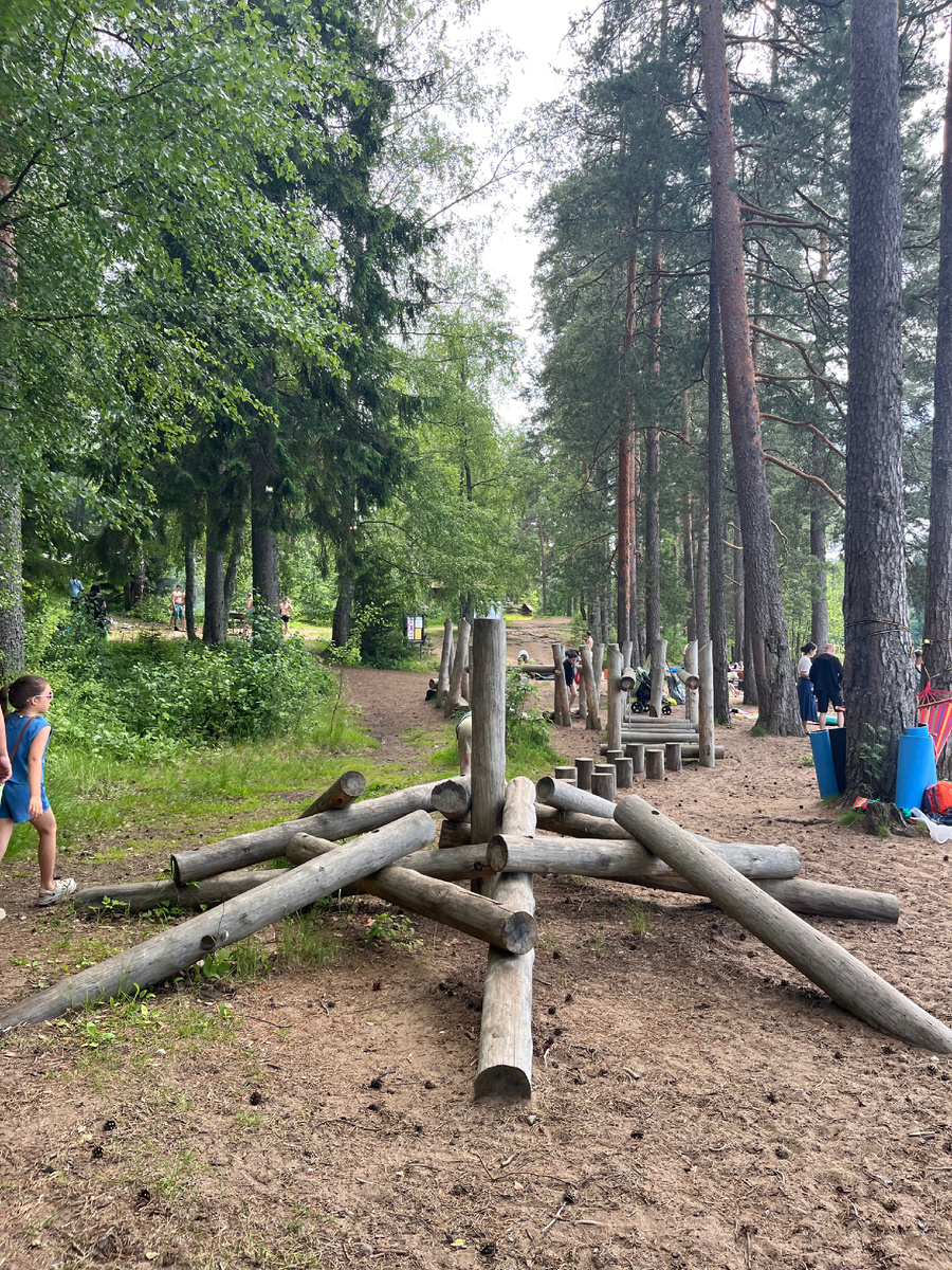 Детская площадка из бревен