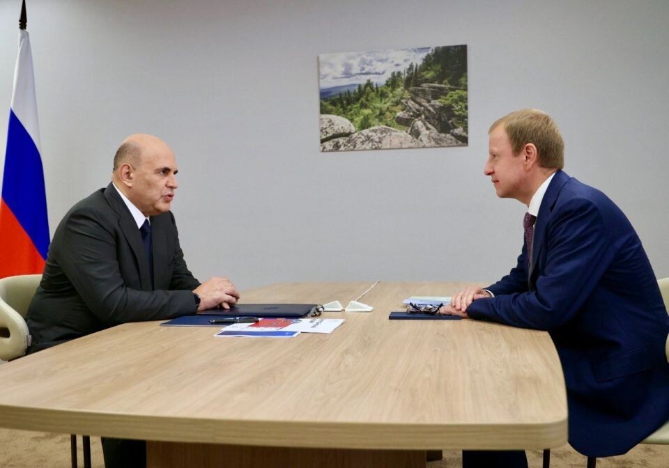    Встреча Виктора Томенко и Михаила Мишустина. Источник: t.me/tomenko_22