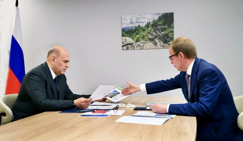    Встреча Виктора Томенко и Михаила Мишустина. Источник: t.me/tomenko_22