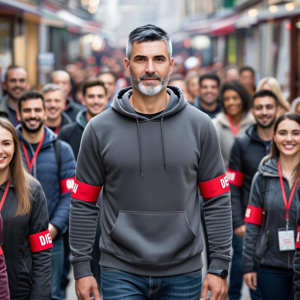 Команда модераторов (надпись на повязке, конечно, огонь, но намного дружелюбнее в жизни)))