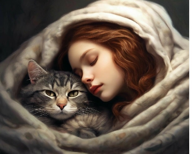 девочка и кот