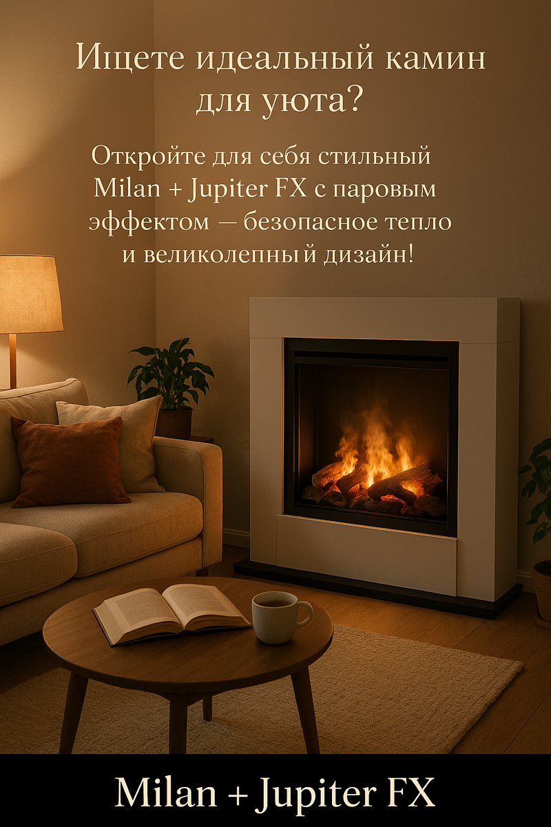    Как создать атмосферу уюта с паровым камином Milan + Jupiter FX, который заменит традиционный и украсит ваш интерьер Kamin
