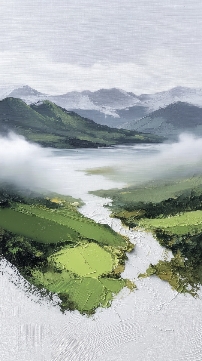 Картина: Река среди холмов