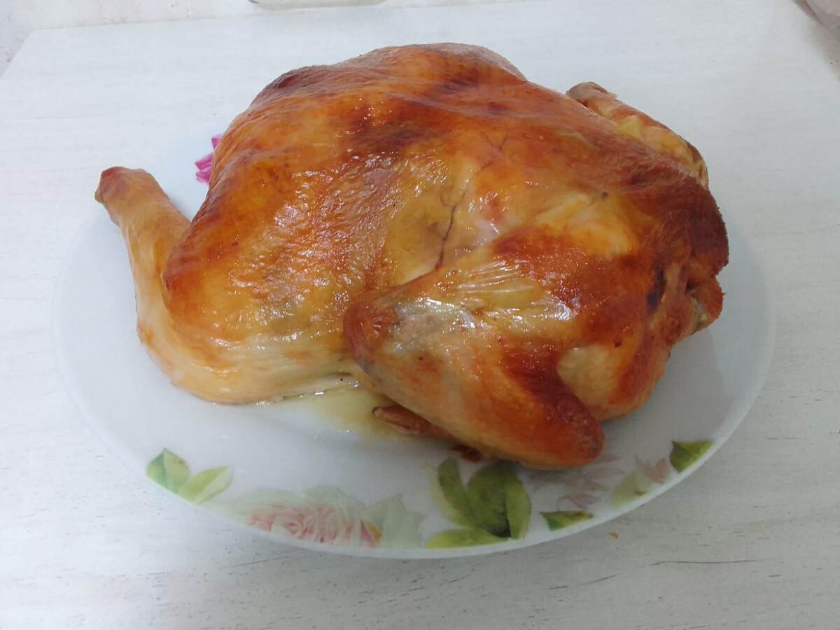 Моя запечённая курица. Поспела к обеду 