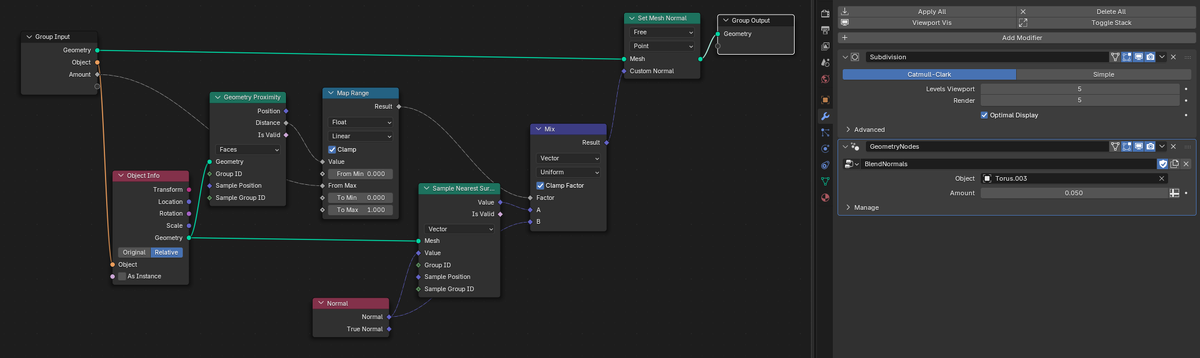 Нодовая группа BlendNormals
