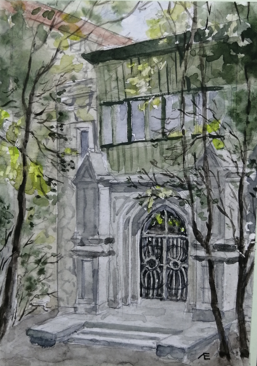 Дом графа Капниста в Ялте. Бумага, акварель, 2022 г. Лариса Ефимова. 