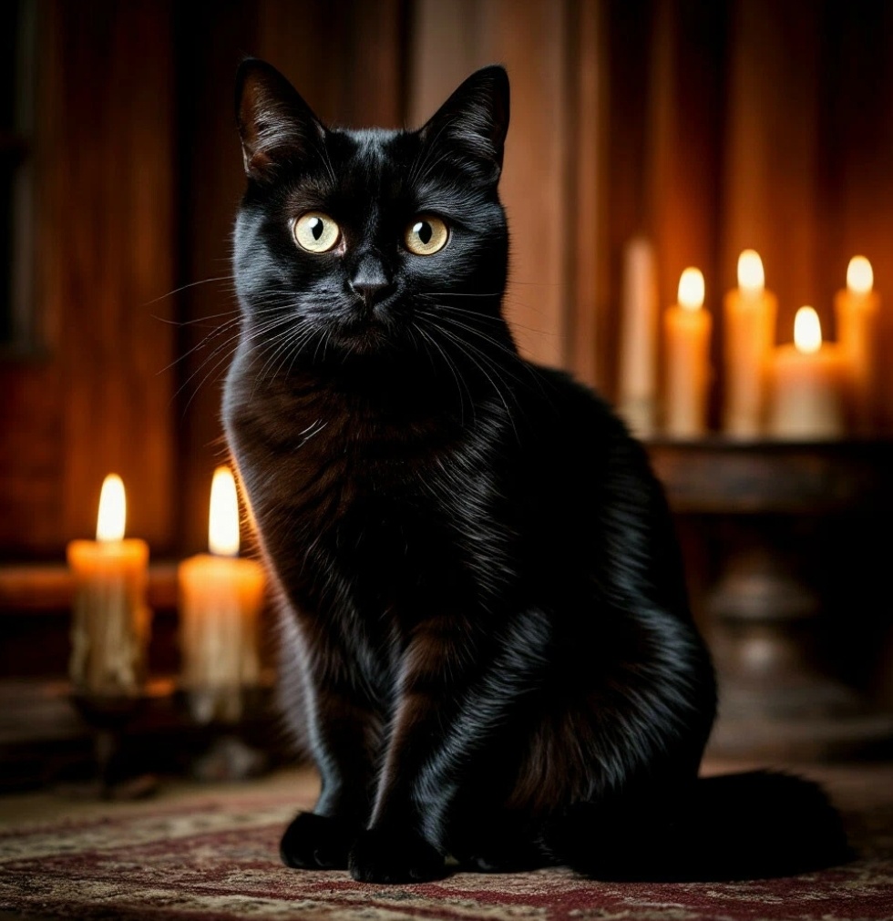 В темной - тёмной комнате, черный - чёрный кот. 