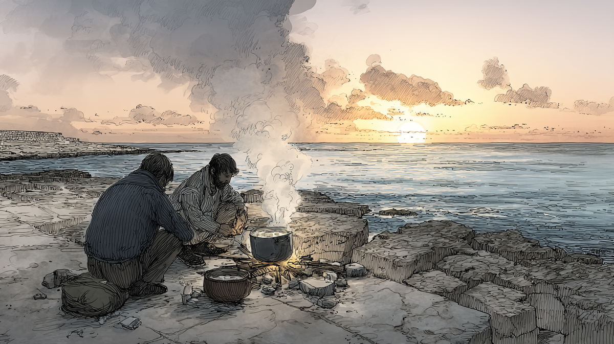 Рыбаки варят альйотту после улова