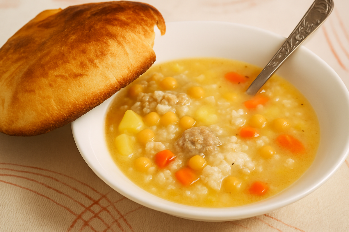 Турецкий Суп с нутом и фрикадельками