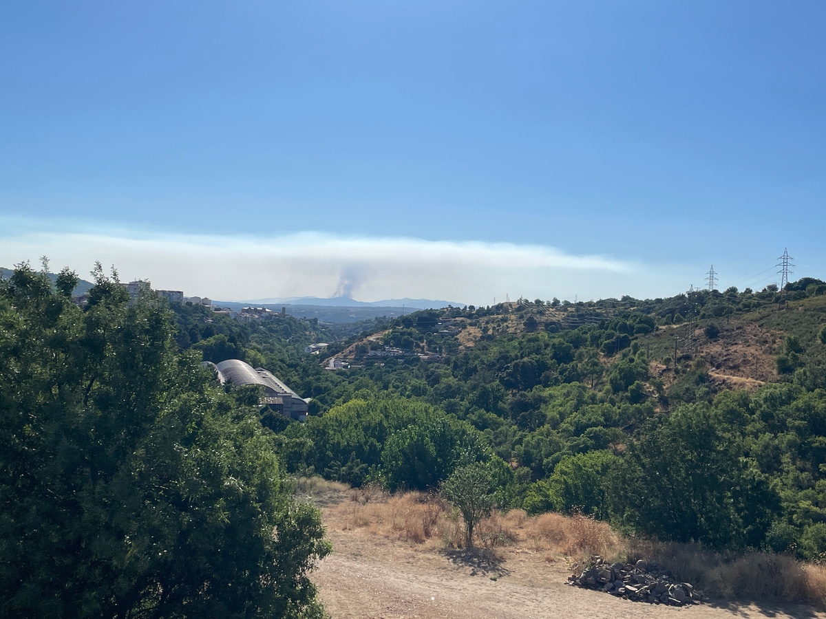 Вот так видно лесной пожар в Лас Урдес из нашего города
