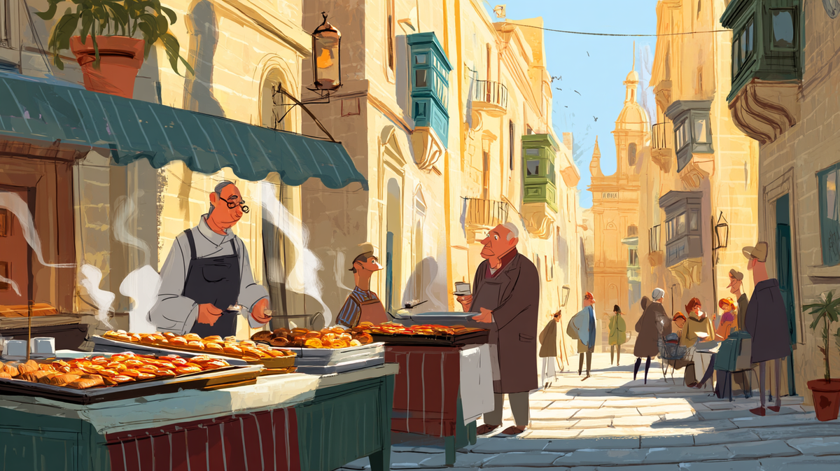 Уличная лавка с пастицци в Валетте