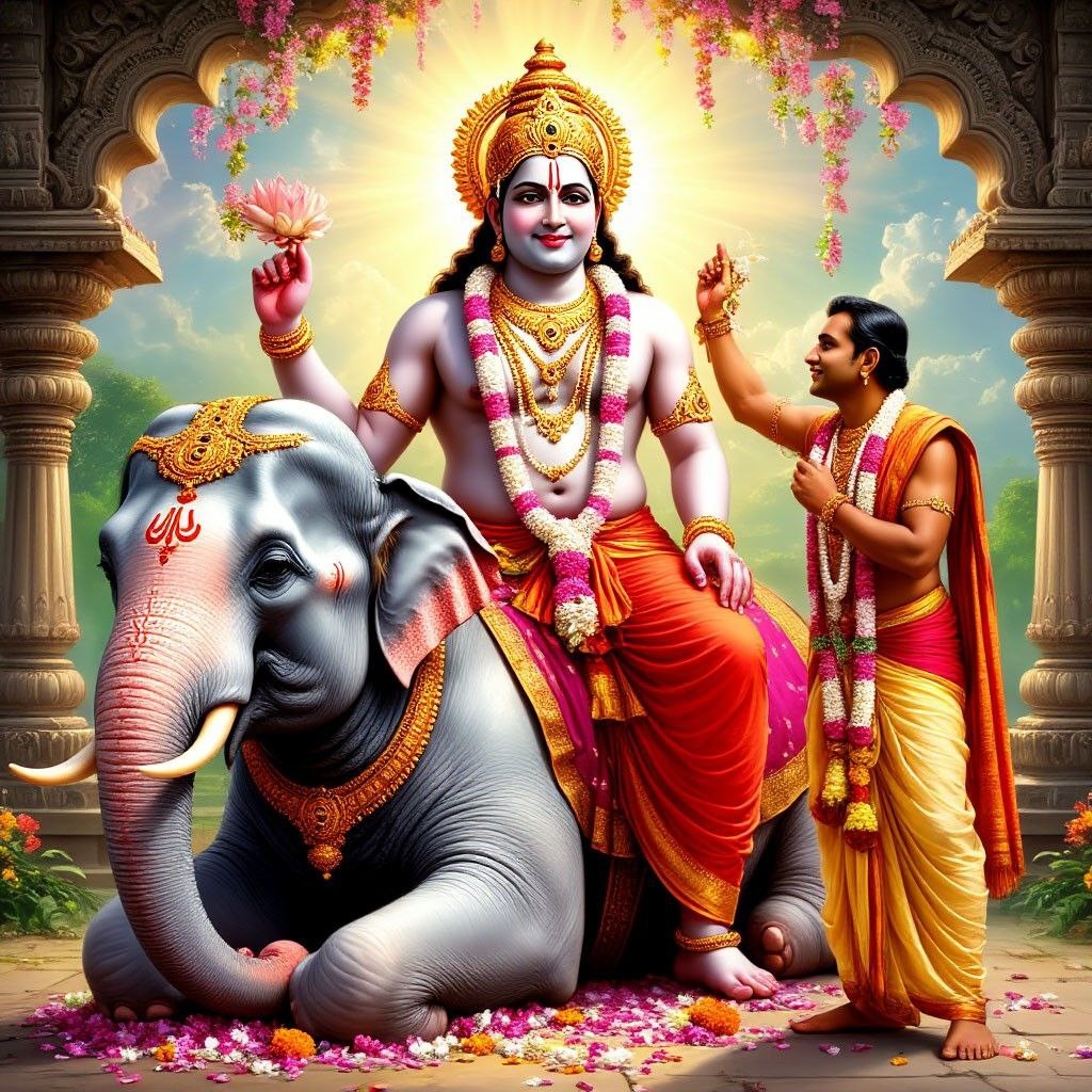 Как говориться, ничего не предвещало... Дурвасу подарил венок Индре, а тот повесил его на хобот своему слону. Но из-за резкого аромата цветов, тот сбросил венок на землю. (нейросеть) 