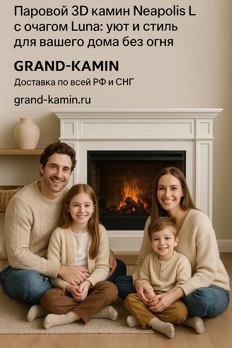    Паровой 3D камин Neapolis L с очагом Luna: уют и стиль для вашего дома без огня Kamin