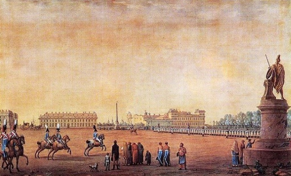"Марсово поле и памятник Александру Суворову", Бенжамен Патерсен, 1807г.