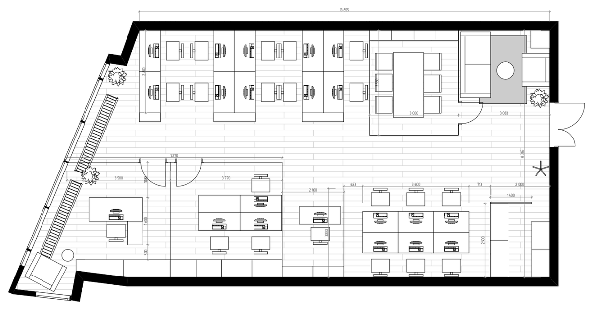 Площадь офиса - 135 м2