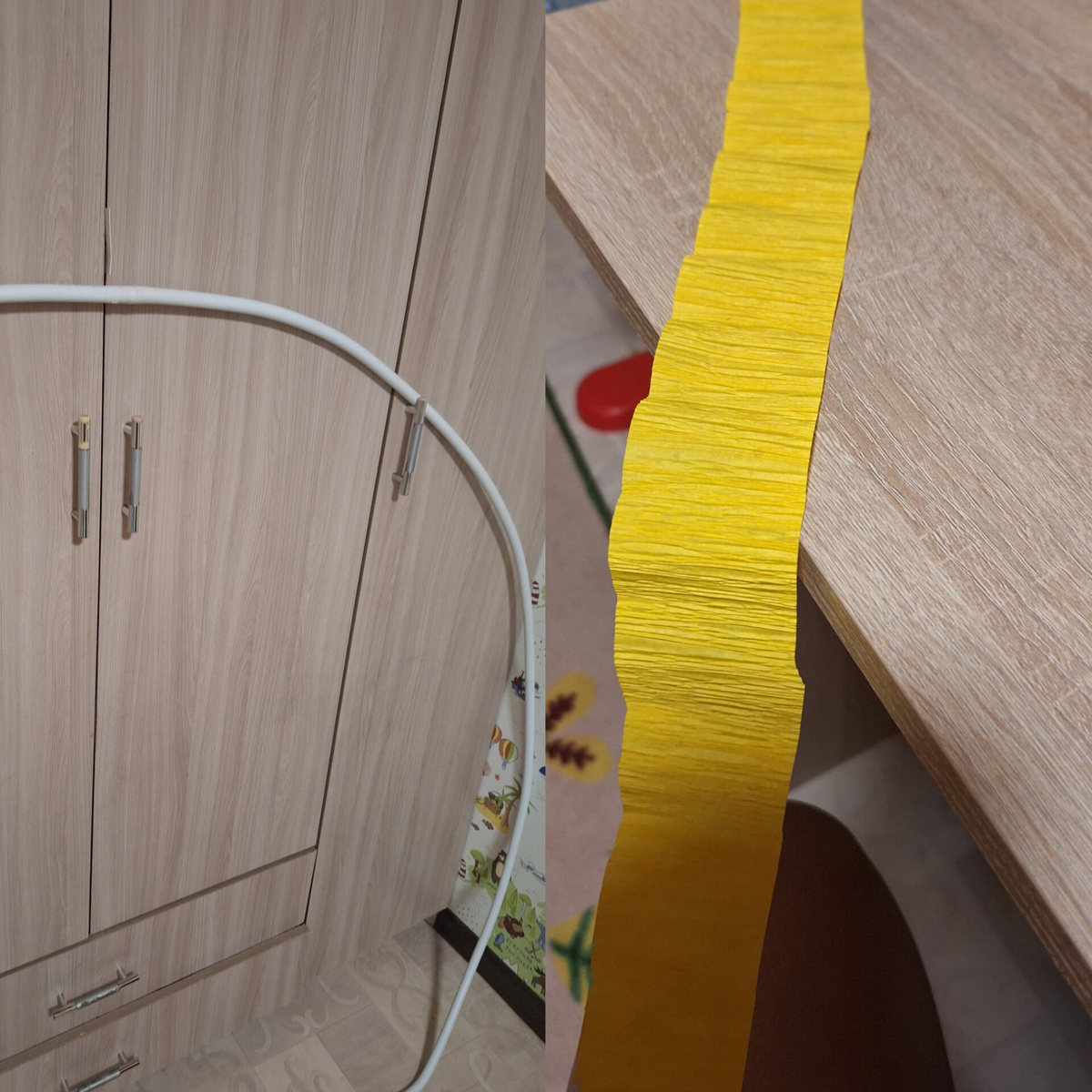 Сделала арку из полипропиленовых труб, их гофрированной бумаги нарезала полоски.