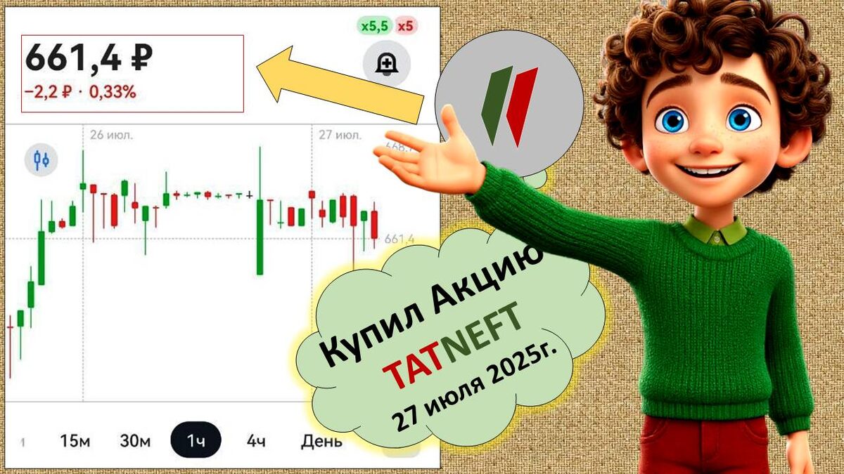 Покупаю Акции Татнефть и становлюсь богаче! Я богатый! А вы? 27 июля 2025г.