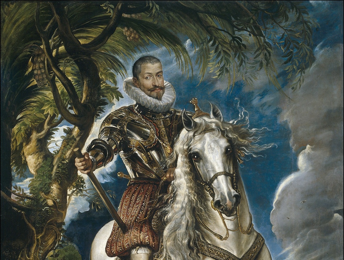 Питер Пауль Рубенс, «Конный портрет герцога Лерма», 1603 г.. Музей Прадо, Мадрид. Франси́ско Го́мес де Сандова́ль-и-Ро́хас, 1-й герцог Лерма (1552/1553—1625) — испанский государственный деятель, всемогущий фаворит («вали́до») короля Филиппа III, поручившего ему ведение всех государственных дел.