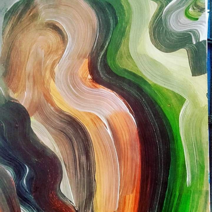 "Движение цвета", абстрактный импрессионизм, А4, акрил, автор: Игорь Абрамов