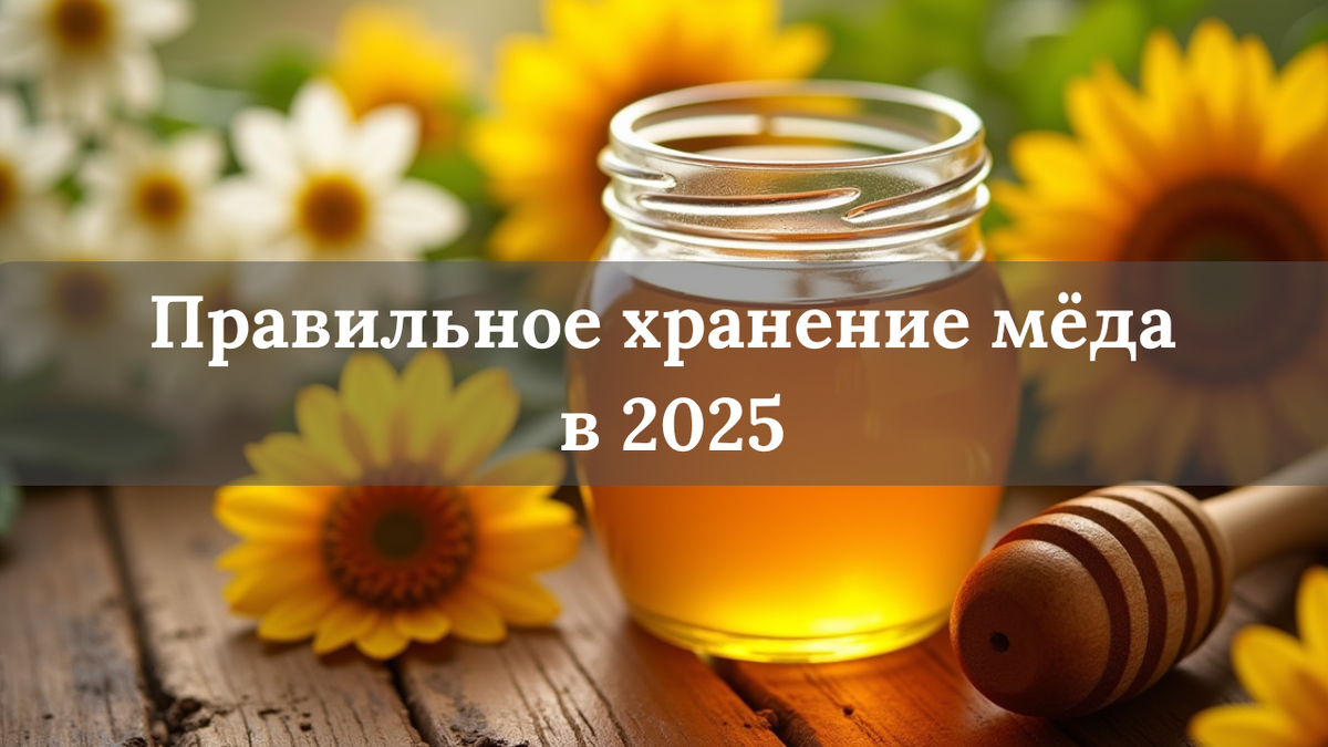 Стеклянная банка с натуральным алтайским мёдом на деревянном столе