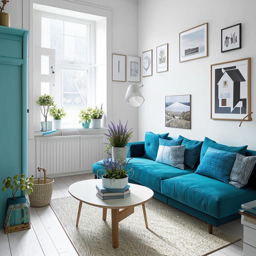 стиль интерьера Скандинавский с яркими акцентами мебели