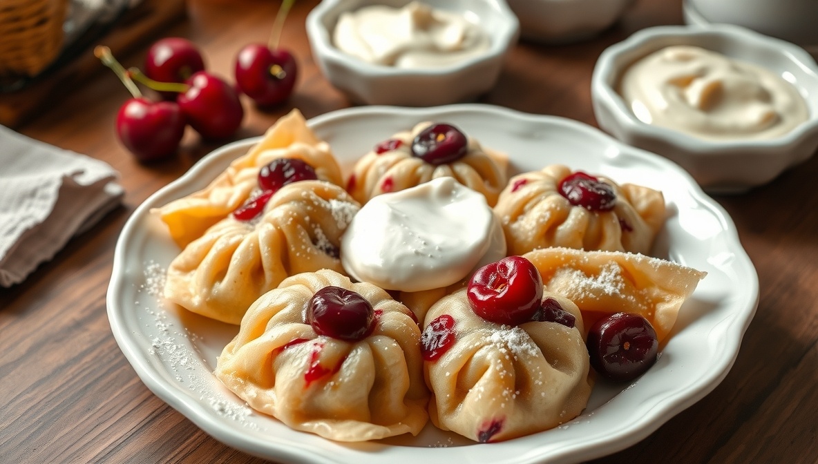 Ленивые вареники с вишней