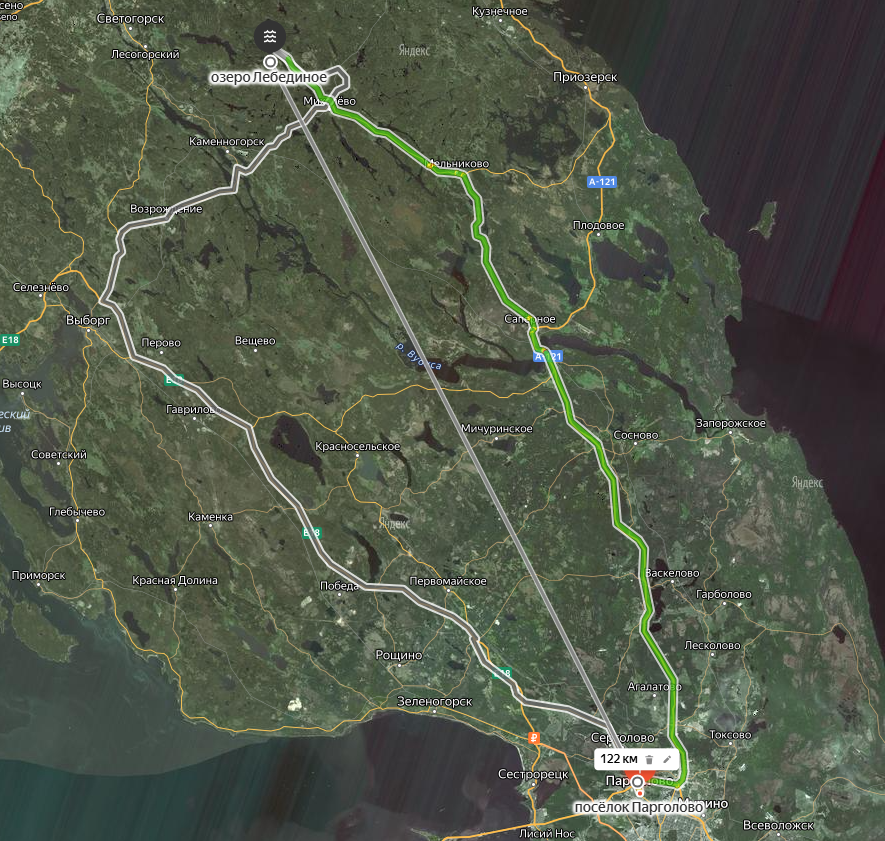 Маршрут до озера Большое Лебединое.