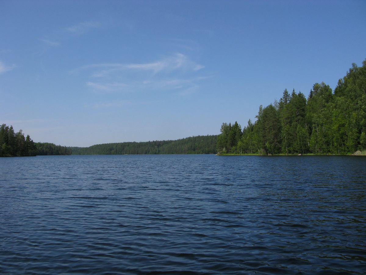 Вид на большое Лебединое озеро с воды.