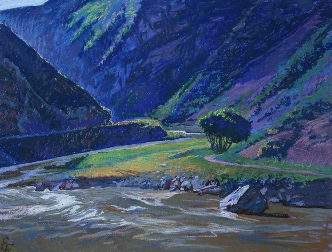 Горная река. 50х65 см. Пастель. Бумага.