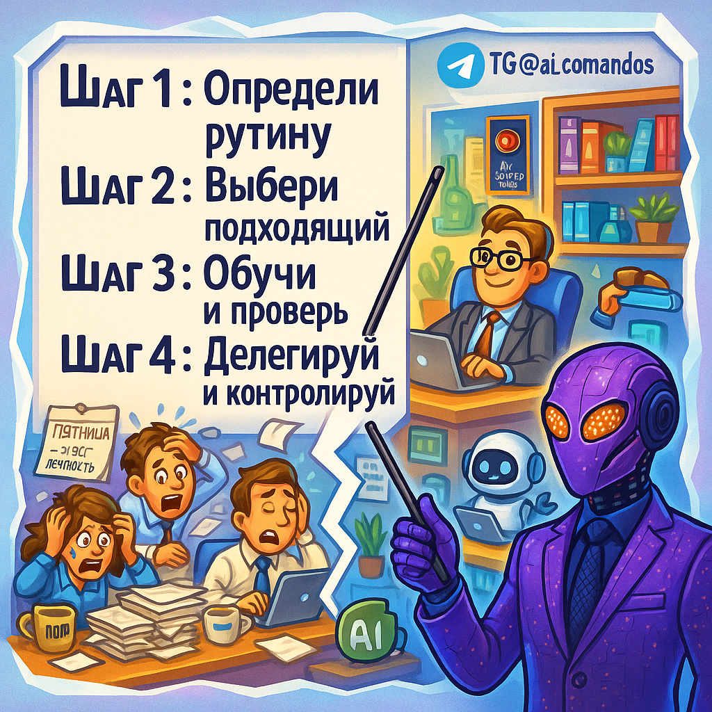    Делегирование ИИ рутинных задач: от рутины к свободному времени за 3 шага для руководителя Дмитрий Попов | Comandos.ai