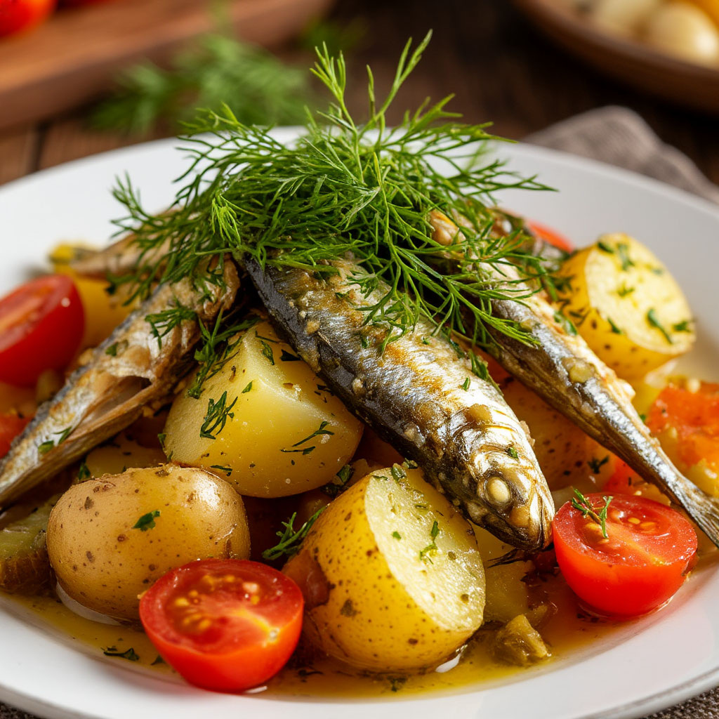 Салат с картошкой и килькой