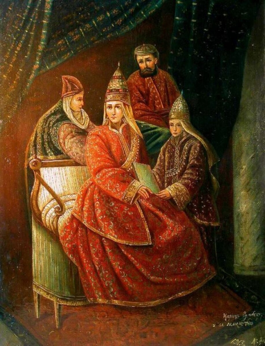 «Царица Сююмбике и её семейство».​ 1913 г. Художник: Александр Карнаухов