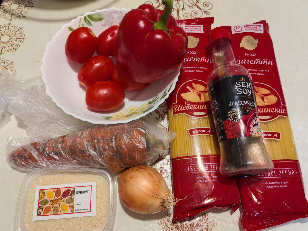 Ингредиенты для вок с говядиной