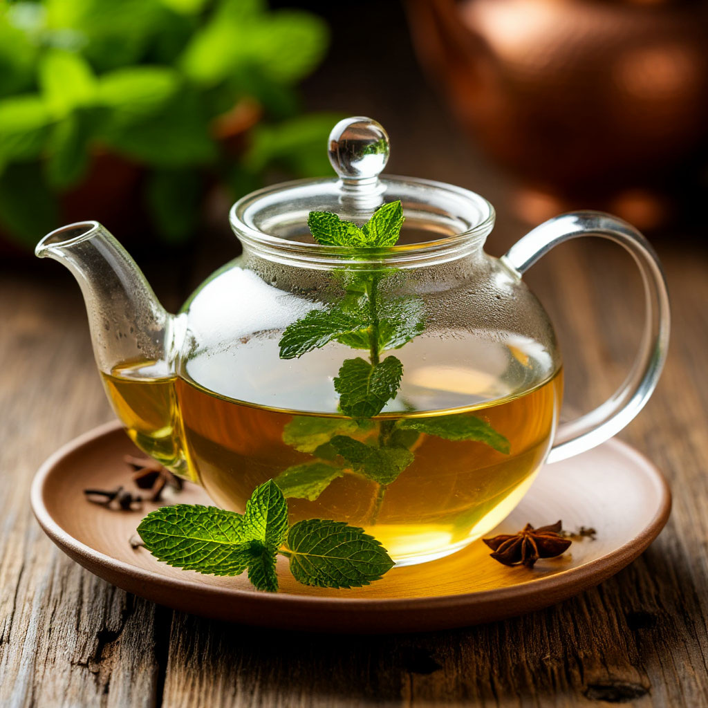 Чай с листочками мяты