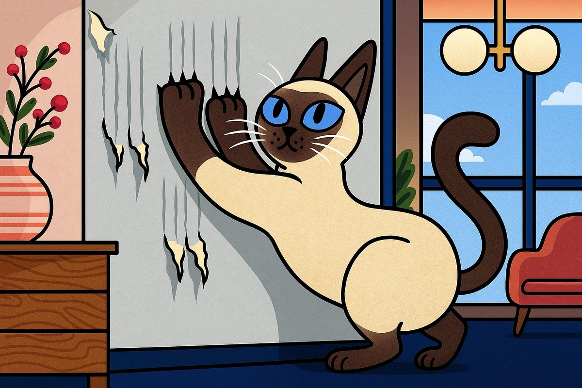 Что делать, если кошка рвет обои? 